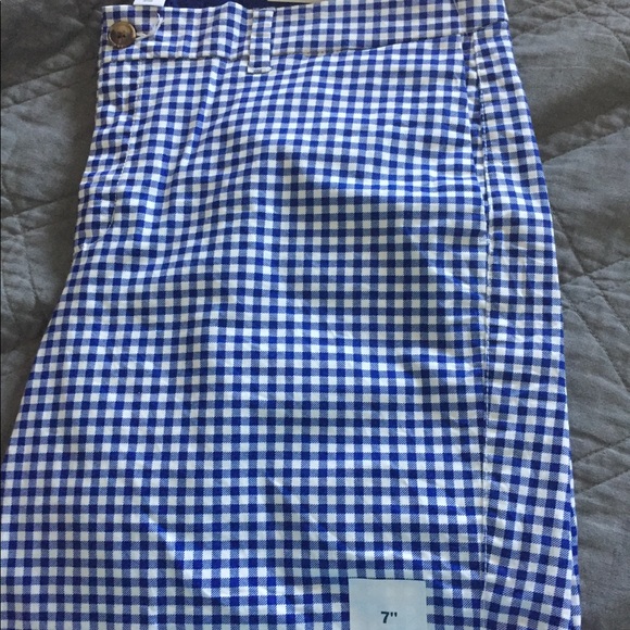 NWT Old Navy Size 16 7 Inch Blue Gingham Shorts - Picture 1 of 3